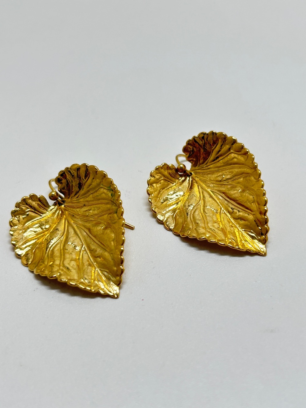 Gold Plate Leaf Earrings, Wires
